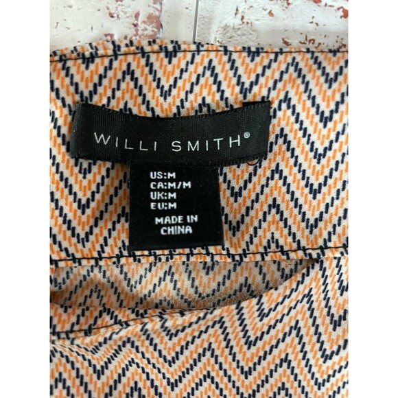 Willie Smith Womens Medium Shirt Tank Sleeveless Side Slits Red Orange Tan Black - Picture 3 of 5